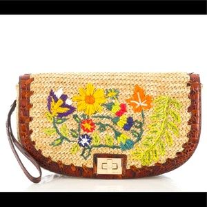Brahmin Sandrine Natural Le Jardin Genuine Leather clutch